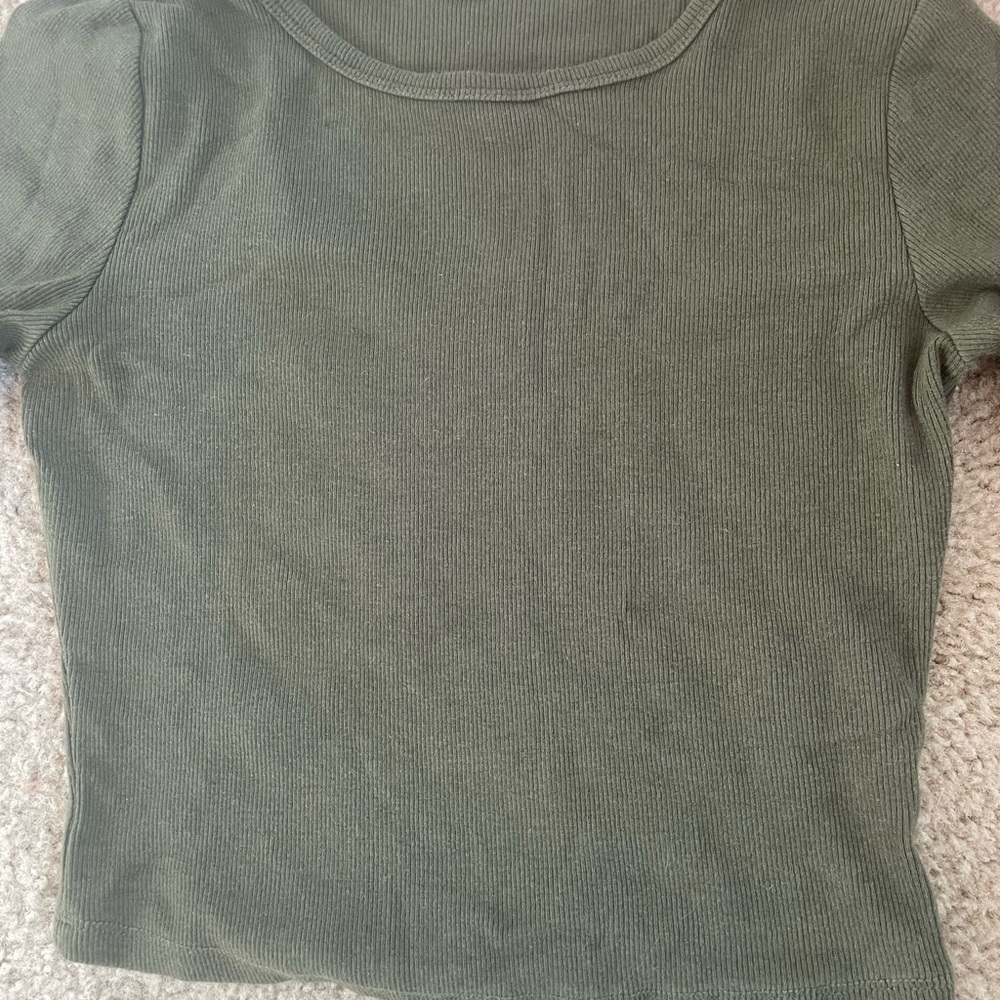 Garage Olive Ribbed Knit Top